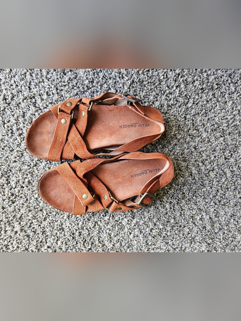 Kelsi Dagger Rust/Tan Suede Multi-Strap Studded Sandals
